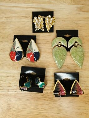 Earrings Lot Of 5 Statement Geometric Marbled